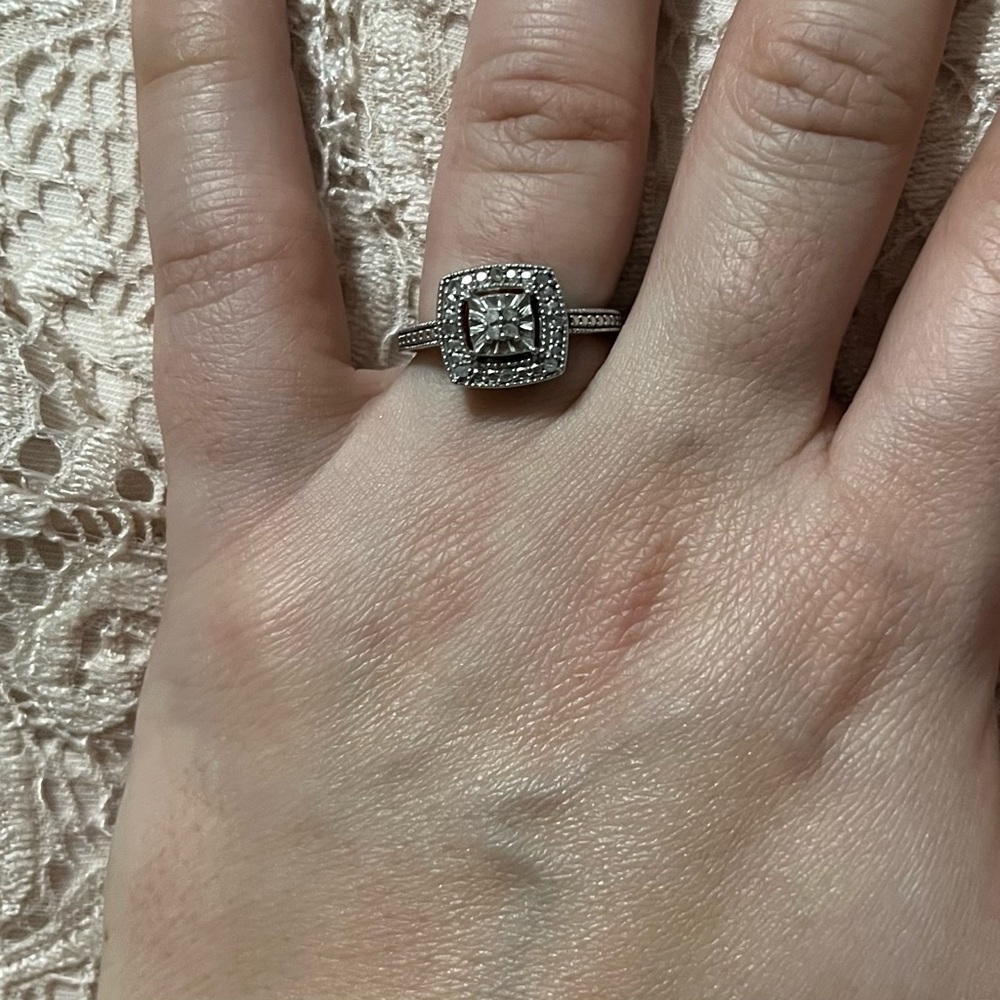 Sterling silver ring with small diamonds